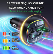 Load image into Gallery viewer, Bluetooth 5.0 FM Transmitter Handsfree Car Radio Modulator MP3 Player With 22.5W USB - Paloma Car Air Fresheners
