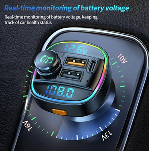 Bluetooth 5.0 FM Transmitter Handsfree Car Radio Modulator MP3 Player With 22.5W USB - Paloma Car Air Fresheners